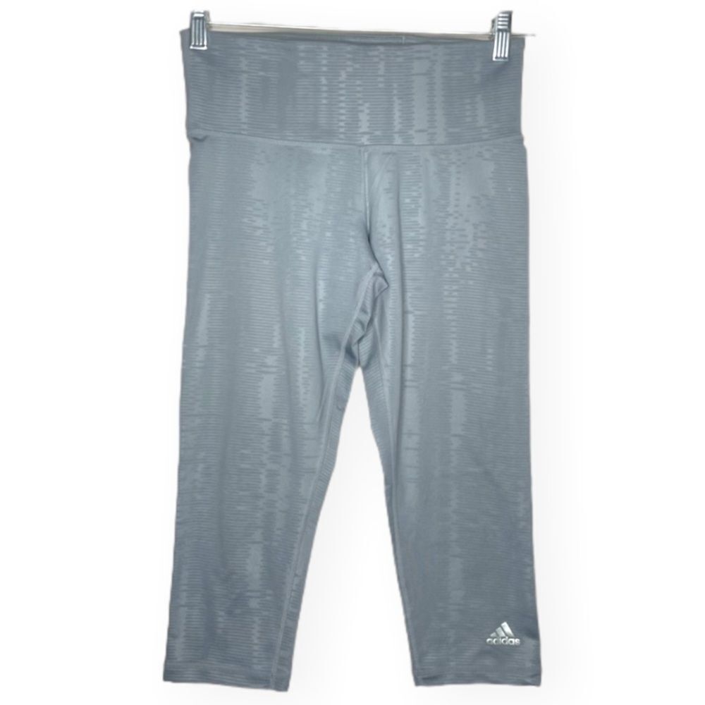 Adidas gray Capri cropped shiny leggings active‎